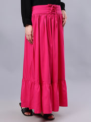 Pink Solid Skirt for Women