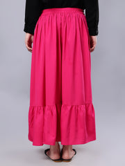 Pink Solid Skirt for Women