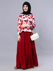 Maroon Maxi Skirt for Women