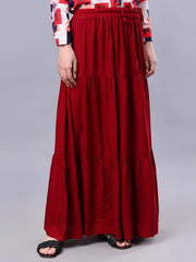 Maroon Maxi Skirt for Women