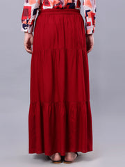 Maroon Maxi Skirt for Women