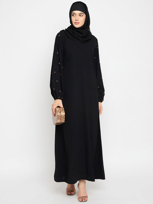 Handwork Detailing Abaya with Black Hijab