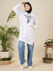 Wow Modest Winter Wear – White Fleece Hoodie for Women