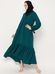 Women Abaya with Black Georgette Scarf