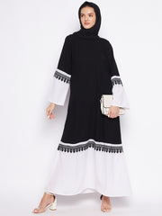 Embroidery Burqa Abaya for women with Black Georgette Hijab