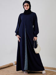 A-line Abaya/Burqa with Black Georgette Hijab for Women
