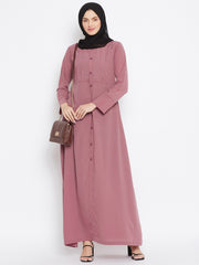 Puce Pink Abaya Dress with Black Georgette Hijab