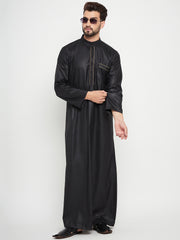 Black Arab Bell Sleeve Thobe/Jubba for Men