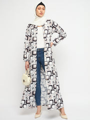 Front Open Abaya for Women with Black Georgette Scarf