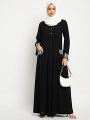 Embroidery Abaya/Burqa for Women with Black Georgette Scarf