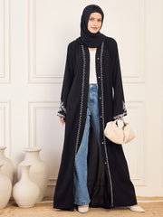 Black Handwork Luxury Abaya with Black Hijab