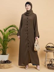 Front Open Modest Oat Abaya Burqa with Matching Hijab