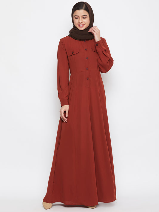 Brown Georgette Solid Hijab Stole For Women