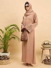 Handworked Luxury Modest Beige Abaya Burqa with Matching Hijab