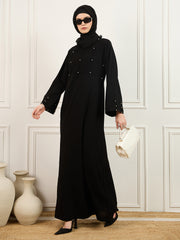 Pearl design Black Abaya/Burqa with Matching Georgette Hijab
