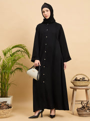 Modest Front Open Abaya Burqa with Black Georgette Hijab