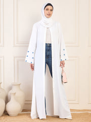 White handwork Abaya with Matching Georgette Hijab