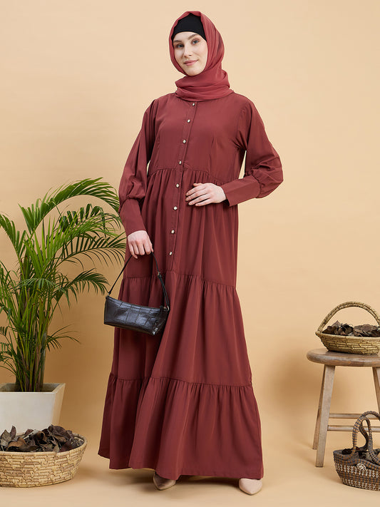 Modest Rust Abaya Burqa with Matching Hijab