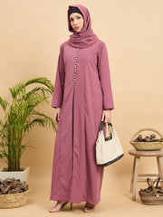 Pink Solid Modest Abaya Burqa for Women with Matching Hijab