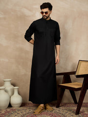 Black Cotton Arabic Thobe/Jubba For Men