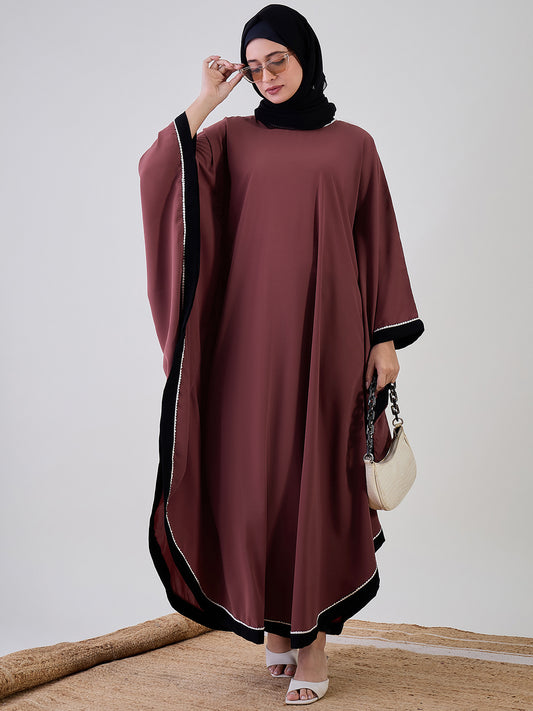 Loose Fit Kaftan Abaya/Burqa with Black Georgette Hijab