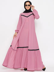 Women Lace Design with Black Georgette Hijab