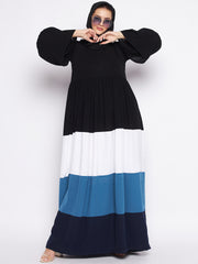 Multi-Colored Abaya for Women Women with Black Georgette Hijab