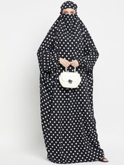 Polka Printed One Piece Free Size Jilbab for Women