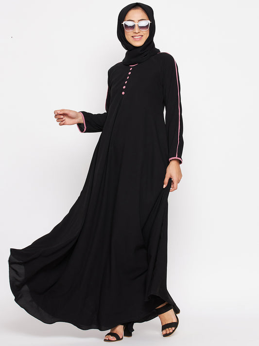 Abaya with for Women with Black Georgette Hijab