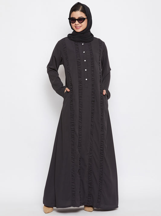 Abaya with Black Georgette Hijab