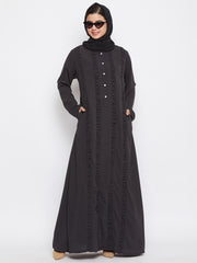 Abaya with Black Georgette Hijab