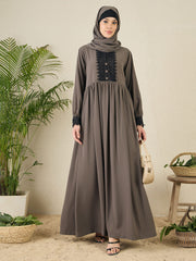 Grey Lace Work Abaya Burqa with Matching hijab