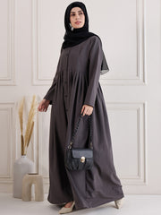 Front Open Grey Abaya/Burqa with Black Georgette Hijab