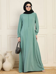 A-line Abaya/Burqa with Black Georgette Hijab