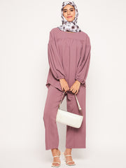 Pink Solid Loose Fit Co-ord Set/Matching Set