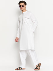 White Solid Men's Kurta Pajama Set