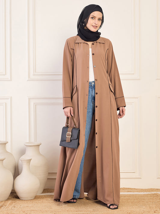 Front Open Abaya/Burqa for Women with Black Georgette Hijab