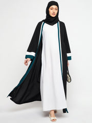 2 Piece Front Open Shrug Set Abaya with Black Georgette Hijab