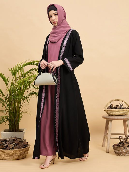 Modest Lace Abaya Burqa with Matching Hijab for Women