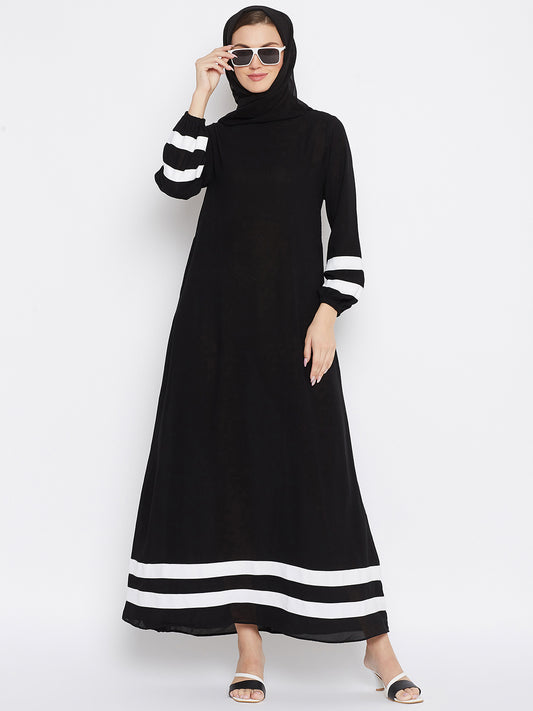 Clearance Sale: Women Abaya with Black Georgette Hijab