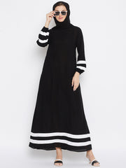 Women Abaya with Black Georgette Hijab