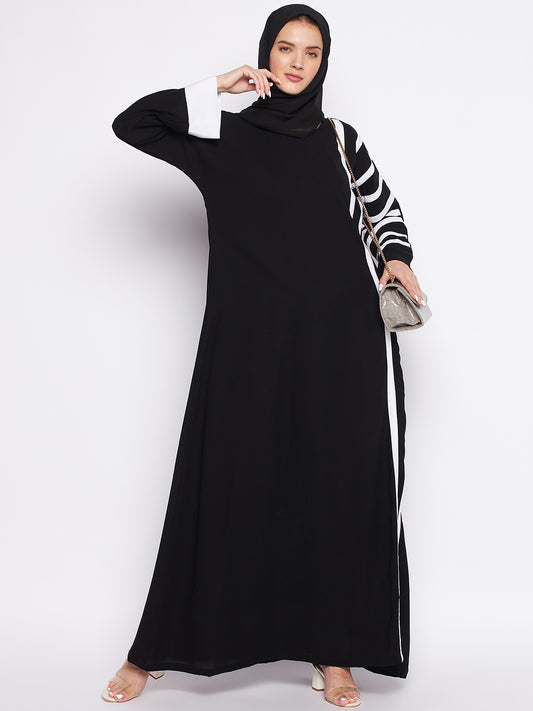 Black Abaya for Women with Black Georgette Hijab