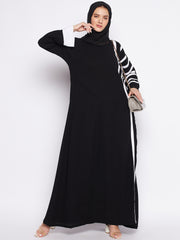Black Abaya for Women with Black Georgette Hijab