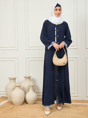 Front Open Abaya/Burqa with White Georgette Hijab