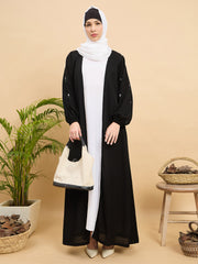 2 Piece Modest Luxury Abaya with White Georgette Hijab