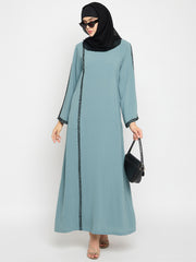 Handwork Green Luxury Abaya with Black Hijab