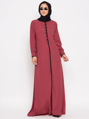 Rust Color Abaya for women with Black Georgette Scarf