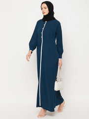 Teal Abaya for women with Black Georgette Scarf