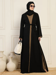 2 Piece Black and Oat Shrug Set with Matching Black Hijab