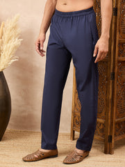 Blue Solid Mens Pajama